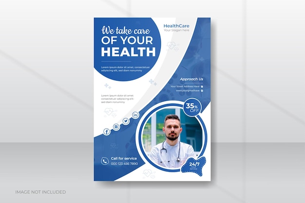 Vector dentist and dental health care flyer template