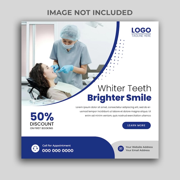 Dentist or Dental social media post template square banner or healthcare medical service promotion