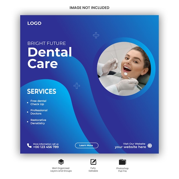 Modelli di social media e banner web per dentisti e assistenza sanitaria