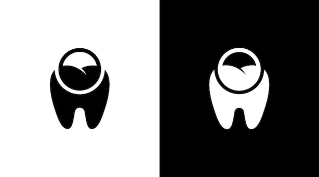 Dentista logo monogramma dentale medico bianco e nero icona stile illustrazione disegni modelli