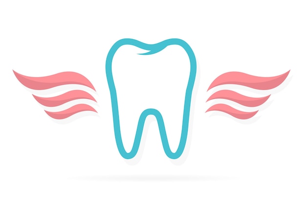 날개를 가진 치과 의사 로고 치아