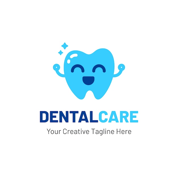 Logo dentista con denti e faccia felice