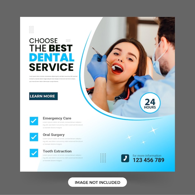 Vector dentist marketing social media post template square banners