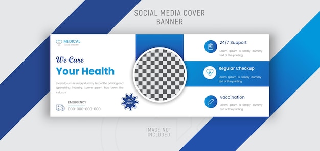 Vector dentist and medical center facebook cover design template