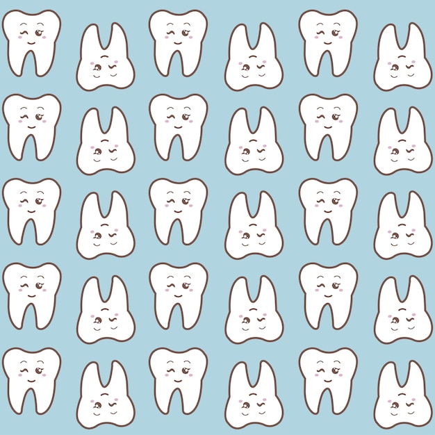 Vector dentist print in flat design molars smile winking patron