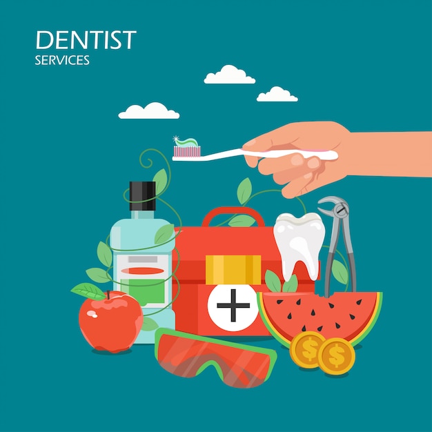 Dentist services flat style  illustration