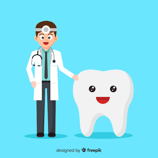 Vector dentist taking care of a tooth background