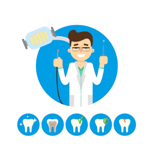 Dentist with teeth illustration