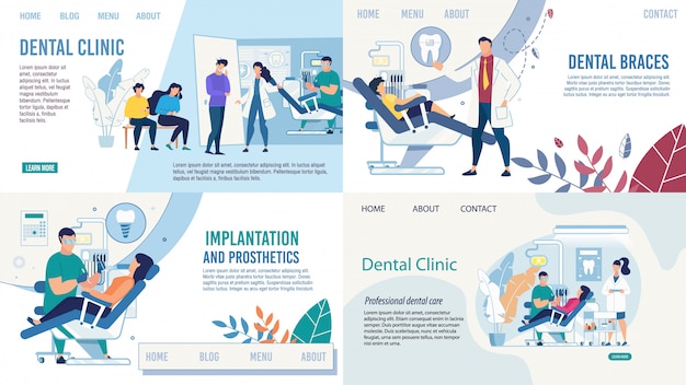 Insieme di pagine di destinazione di servizi sanitari dentistici