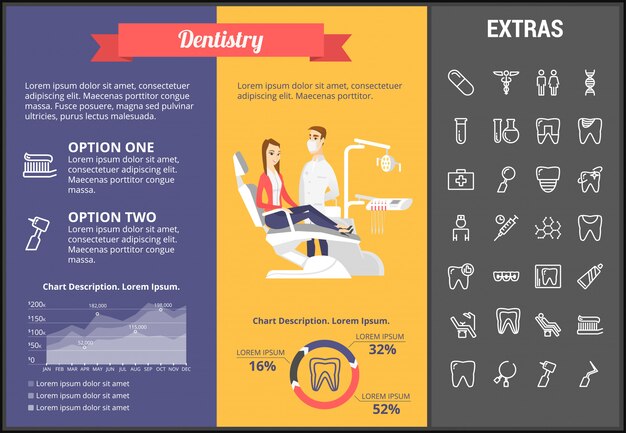 치과 infographic 템플릿, 요소 및 아이콘