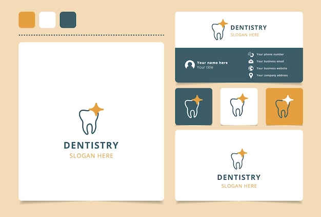 Dentistry logo design with editable slogan branding book and