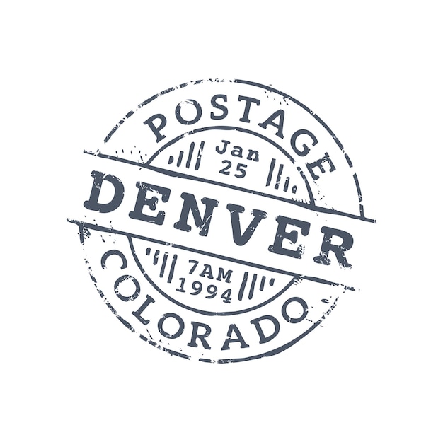 Vettore denver colorado segno di affrancatura postale sigillo rotondo