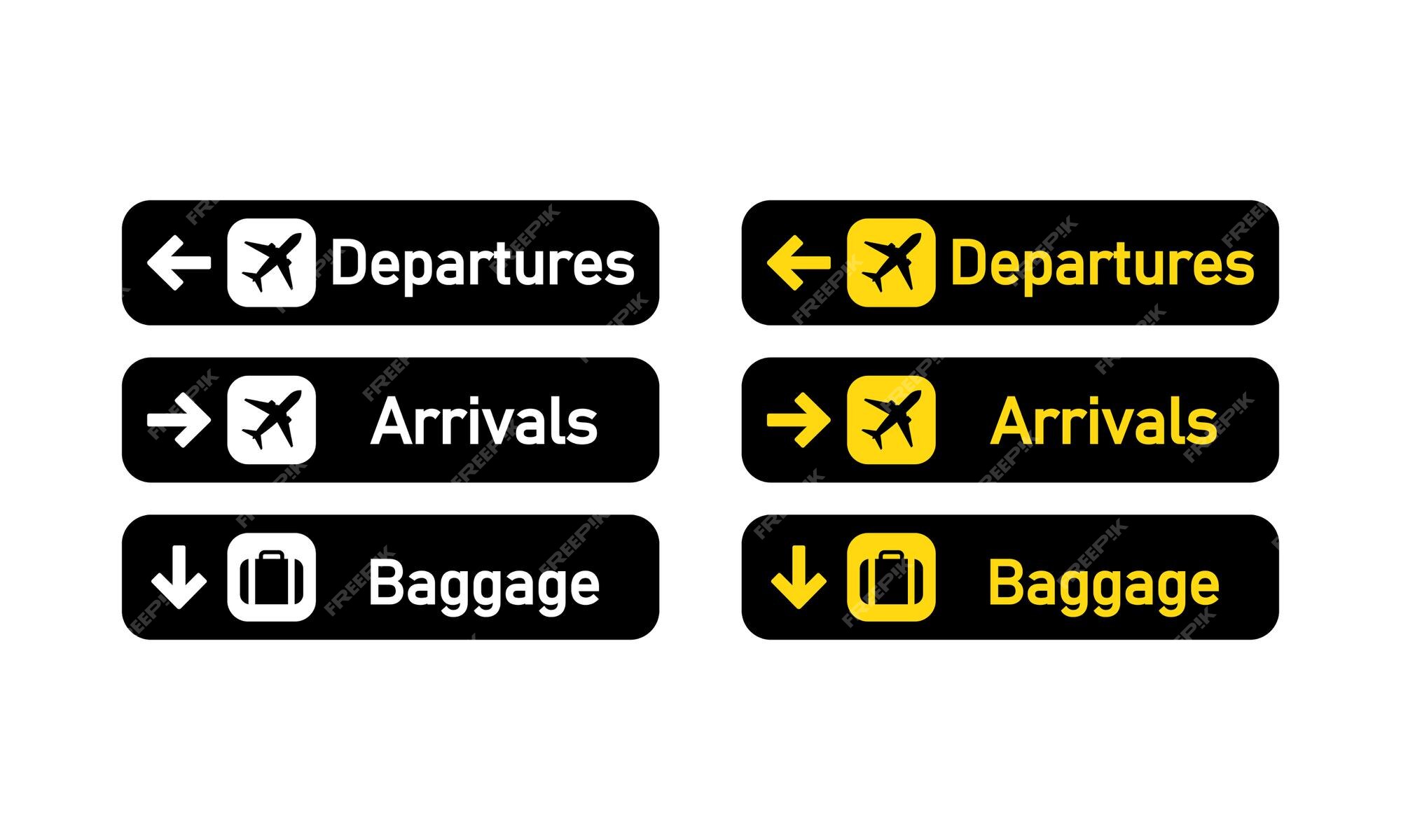 Premium Vector | Departures, arrivals and baggage sign or airport sign