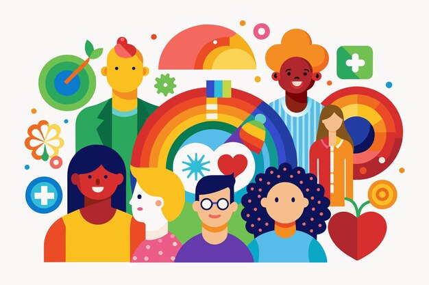 Vector a depiction of inclusivity through color choices