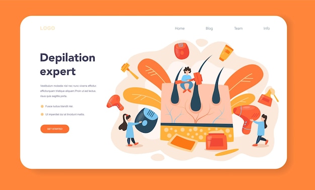 脱毛および脱毛のWebバナーまたはランディングページ