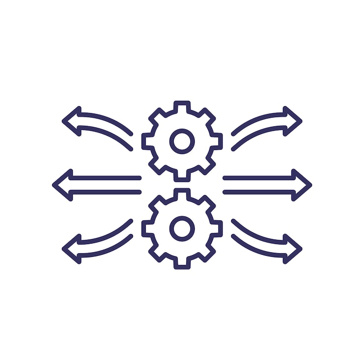 वेक्टर deployment process line icon on white