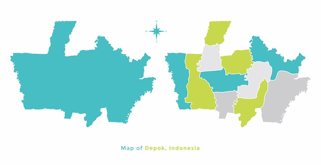 Вектор карты города Депок в Индонезии