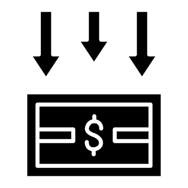 Depreciation Glyph Solid Black Illustration