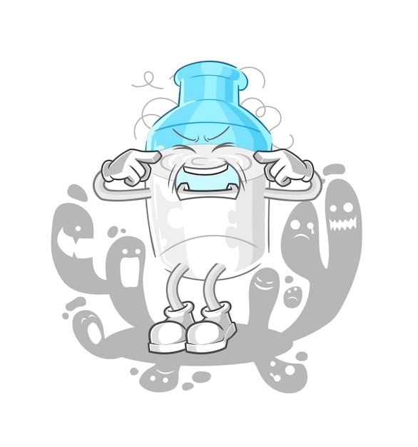 Depressed bottle of milk character cartoon vector