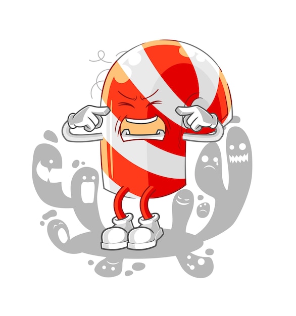 Depressed candy cane character cartoon vector