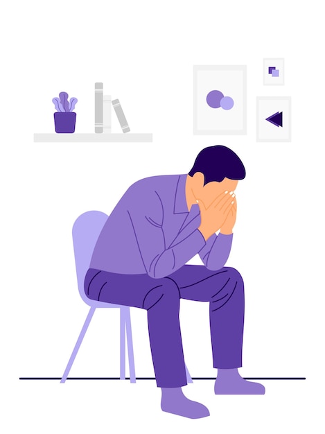 Depressed man illustration Premium Vector