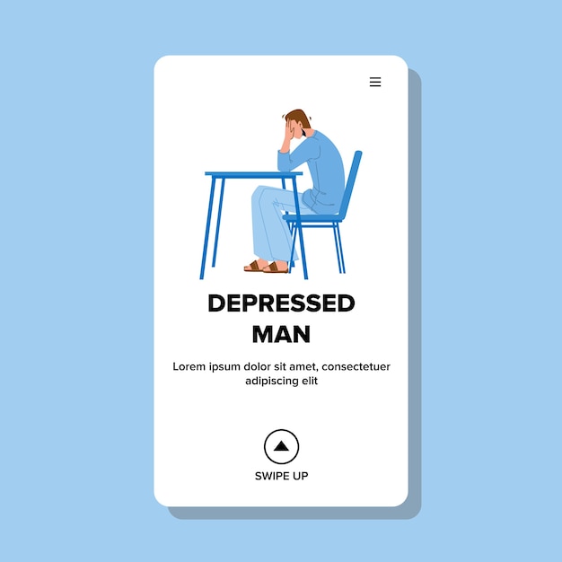 Depressed man sitting at table and crying