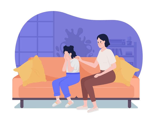 depressed teenager 2d vector isolated illustration