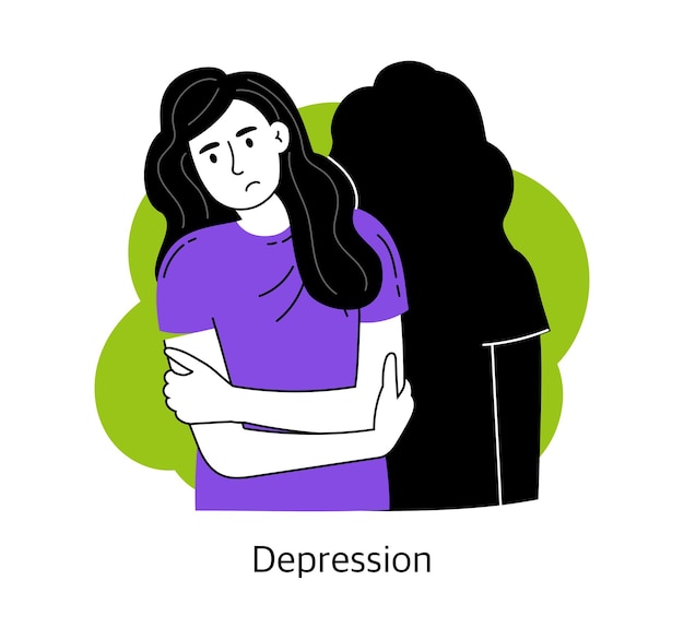 depression the concept of mental health and psychology vector illustration