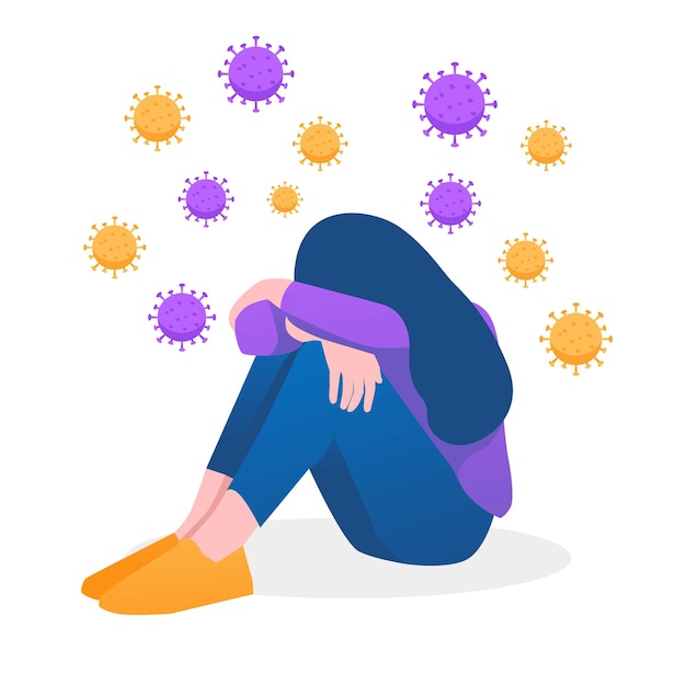 La depressione da distanza sociale isolata resta a casa da sola nel coronavirus covid19