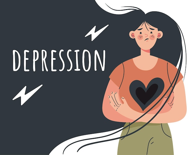 Premium Vector | Depression girl woman teenager character flat cartoon  graphic design illustration