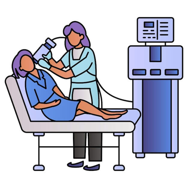 dermatologist performing Laser therapy Vector Design Medical and Healthcare Scene Symbol Diseases