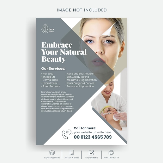 Dermatology service print flyer or poster template design