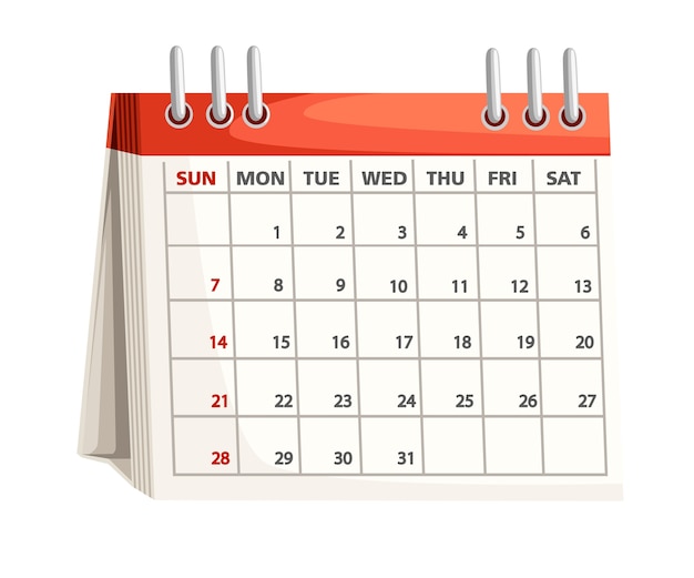 Vector desc calendar.   .  illustration  on white background.