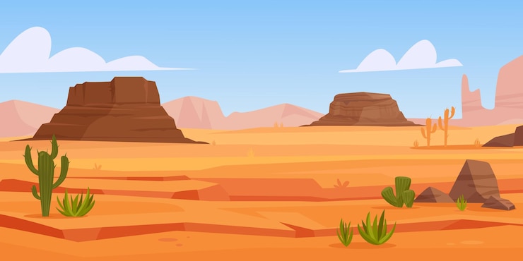 Desert background cartoon minimalistic dry wet desert mexican rocky background vector cartoon