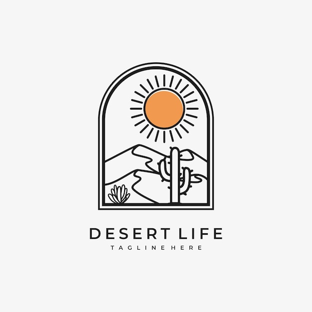 desert cactus camel vector template sand dunes landscape graphic illustration
