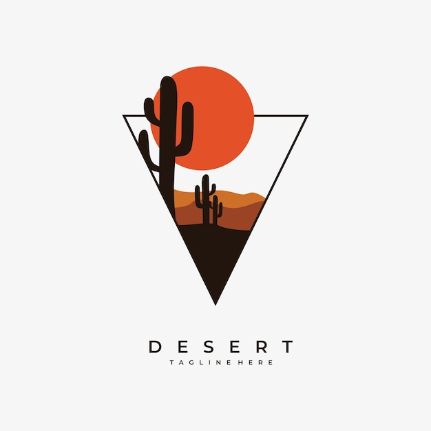 desert cactus camel vector template sand dunes landscape graphic illustration