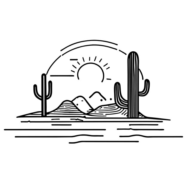 Vector desert cactus hand drawn flat stylish mascot cartoon character drawing sticker icon concept isolated