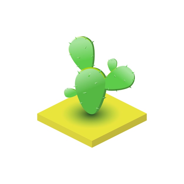 Vector desert cactus landscape icon in isometric 3d style isolated on white background nature symbol