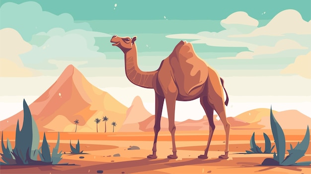 Desert camel drawing vector