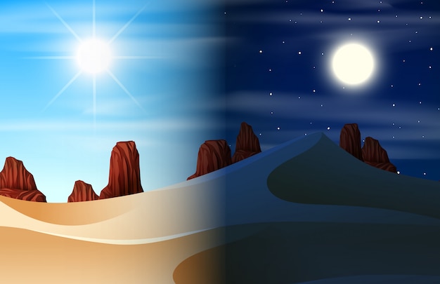 Vettore desert day and night scene