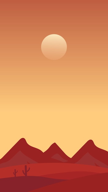 Premium Vector  Desert evening minimalist mobile wallpapers