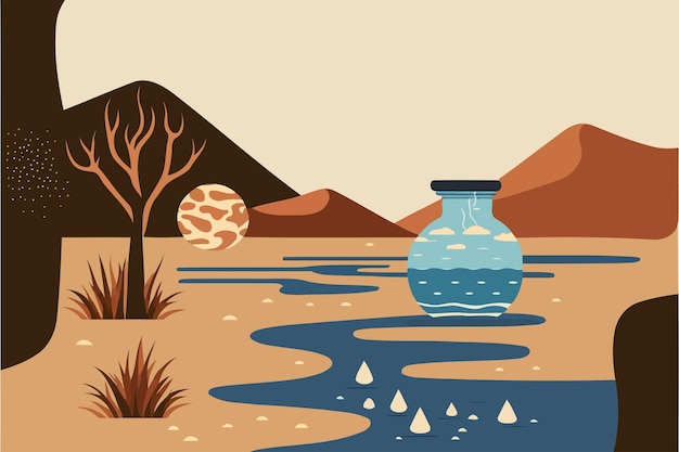 A desert exhibiting scarcity of water resources