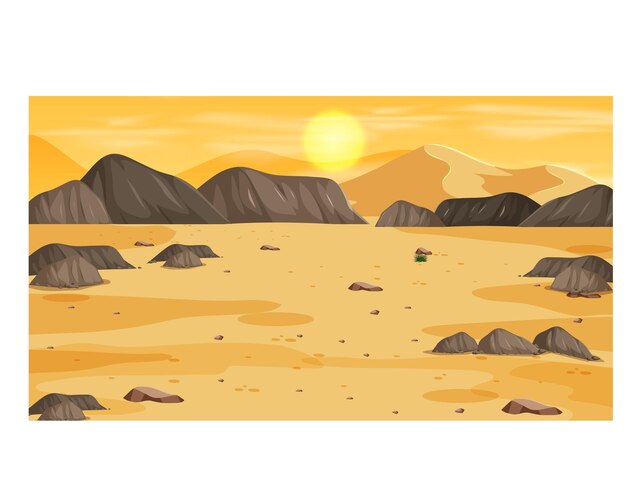 昼間のシーンベクトルイラストで砂漠の森林の風景