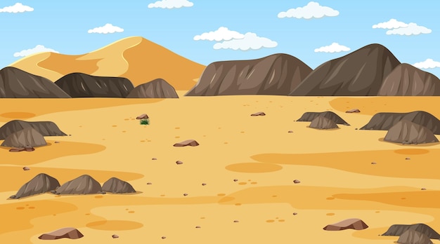 Vector desert forest landscape at daytime scene