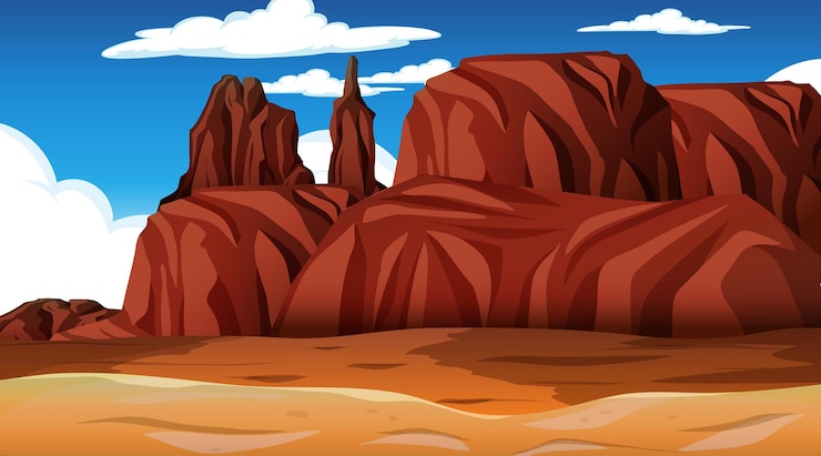 Vector desert forest landscape at daytime scene