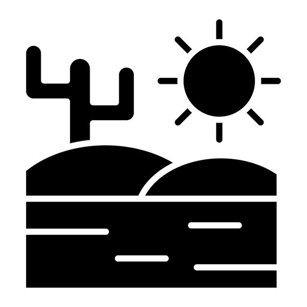 Desert Glyph Solid Black Illustration