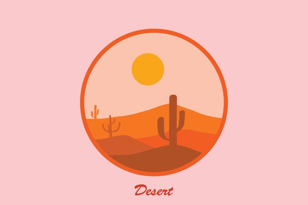 Vettore illustrazione del deserto con un design minimalista