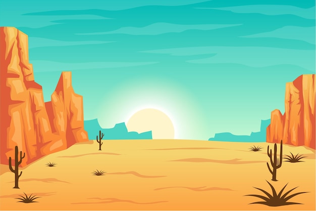 Вектор Пейзаж пустыни - фон для видеоконференцсвязи