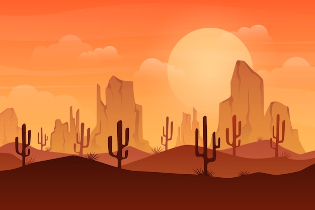 Free Vector | Desert landscape - background for video conferencing