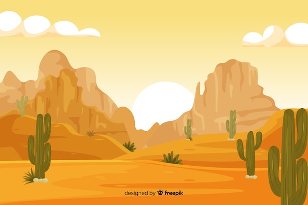 Vector desert landscape background with cacti